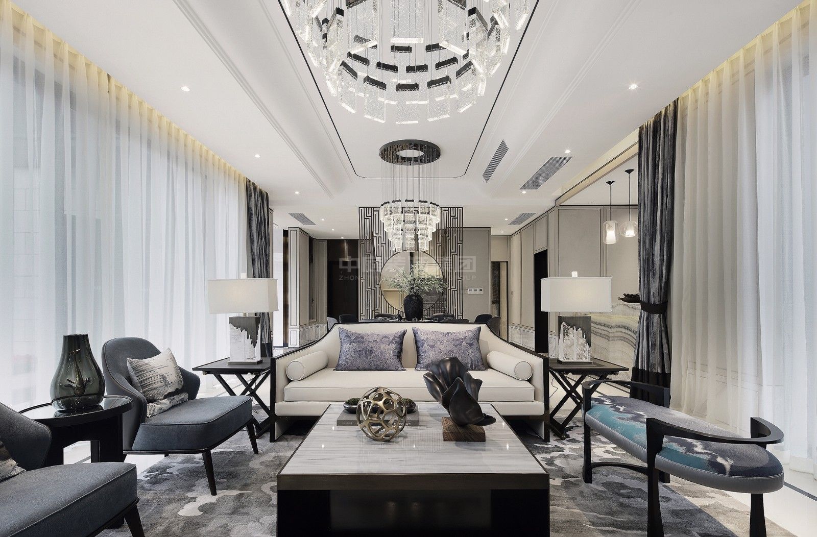 皇巢北郡109m&sup2;新中式風(fēng)格案例